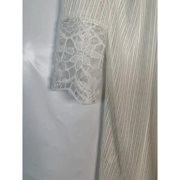 Macro Light White Open Lace Crochet Embroidered White Kimono Caftan XL New - Picture 2 of 9